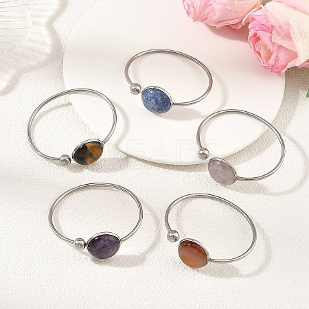 304 Stainless Steel Cuff Bangles for Women BJEW-JB14328-1