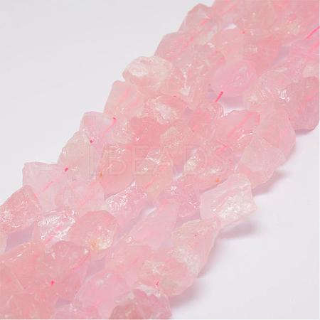 Raw Rough Natural Rose Quartz Beads Strands G-E343-08-1