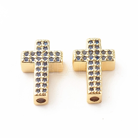 Rack Plating Brass Cubic Zirconia Beads KK-B051-06G-04-1