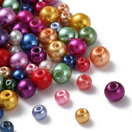 Glass Pearl Round Beads HY-X0003-01-1