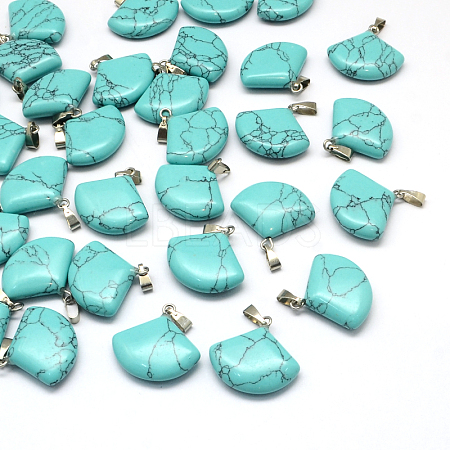 Fan Dyed Synthetic Turquoise Pendants G-Q358-04-1