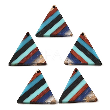 Transparent Resin & Walnut Wood Pendants RESI-E050-08-1