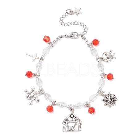 Glass Beaded Link Bracelets for Women BJEW-JB12559-1