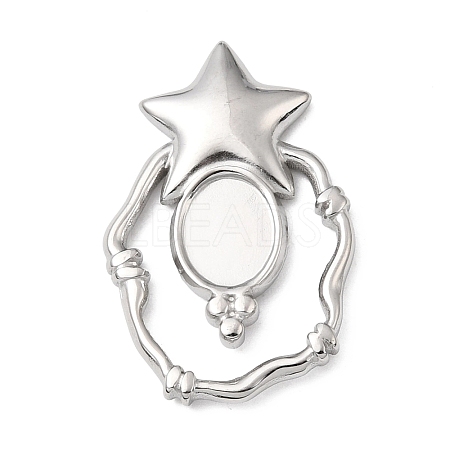 Star 304 Stainless Steel Pendant Cabochon Setting STAS-P454-09P-1