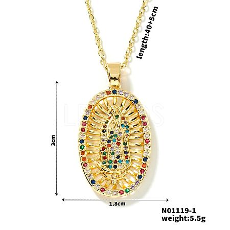 Brass Cubic Zirconia Virgin Mary Pendant Exquisite Jewelry Fashion Necklaces HR1231-1-1