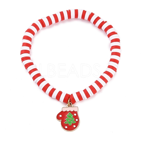 Elegant Christmas Handmade Polymer Clay Heishi Beaded Stretch Bracelets MV9996-15-1