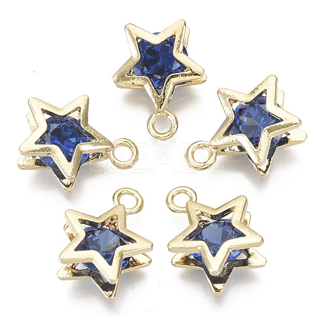 Brass Micro Cubic Zirconia Charms X-KK-N235-034C-1