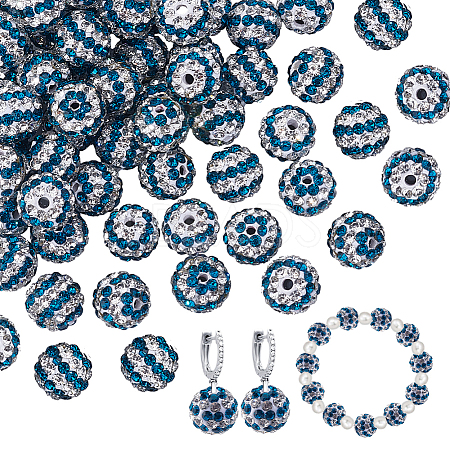 50Pcs Polymer Clay Rhinestone Beads PORC-OC0001-13B-1
