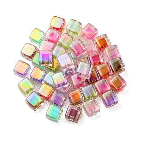 UV Plating Transparent Acrylic European Beads X-OACR-F004-10-1