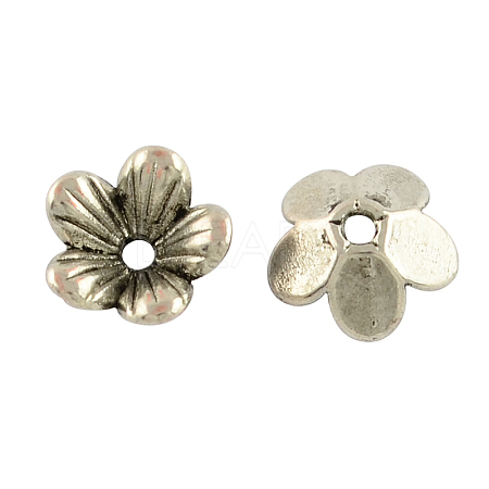 Tibetan Style Flower Alloy Bead Caps TIBEP-S192-AS-RS-1