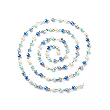 Handmade Glass Pearl Round Beaded Chains AJEW-SZ0002-40B-1