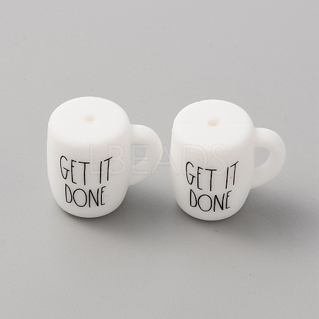 Cup with Word Get it Done Silicone Beads SIL-WH0006-18C-1
