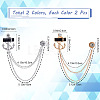 4Pcs 2 Color Jet Rhinestone Anchor Hanging Chain Brooches JEWB-GF0001-38-2