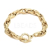 Textured 304 Stainless Steel Double Link Chain Bracelets for Women BJEW-P391-01A-G-2