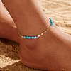 925 Sterling Silver Dapped Chain Anklet AJEW-Z029-23G-3