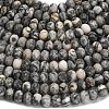 Natural Black Silk Stone/Netstone Beads Strands G-Z111-A45-4