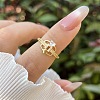 Brass Micro Pave Cubic Zirconia Cuff Open Rings for Women WGEFA74-04-1