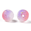 Frosted Baking Paint Crackle Glass Beads with Glitter Powder DGLA-T004-01D-2