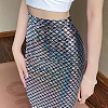 Sparkly Hologram Spandex Mermaid Printed Fish Scale Fabric AJEW-WH0314-30C-4
