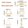 CREATCABIN 10Pcs 5 Style 201 Stainless Steel Laser Cut Pendants STAS-CN0001-23G-2