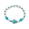 3Pcs Synthetic Turquoise & Wood & Glass Beaded Stretch Bracelets for Women BJEW-JB11124-3