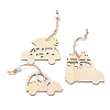 Christmas Themed Natural Wood Pendant Decorations HJEW-P010-01-2