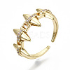 Brass Micro Pave Clear Cubic Zirconia Cuff Rings RJEW-S045-022G-NR-1