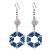 Glass Hexagon Dangle Earrings EJEW-MZ00305-2