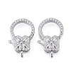 Brass Micro Pave Clear Cubic Zirconia Lobster Claw Clasps KK-K242-13P-1