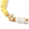 Flower Brass Beaded Bracelet for Girl Women BJEW-JB06781-4