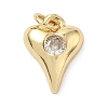 Brass Cubic Zirconia Heart Charms KK-K368-47G-1