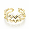 Brass Micro Pave Clear Cubic Zirconia Cuff Rings RJEW-S045-040G-NR-3