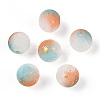 Frosted Baking Paint Crackle Glass Beads with Glitter Powder DGLA-T004-8mm-01C-1
