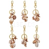 6Pcs 6 Styles Natural Shell Keychains KEYC-JKC01101-2