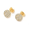 Round Brass Micro Pave Clear Cubic Zirconia Stud Earrings EJEW-Z144-15G-4