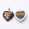 Heart Natural Tiger Eye Pendants GP356-7-2