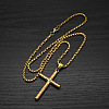 Religion 304 Stainless Steel Floral Cross Pendant Necklaces WGDCBE2-02-1