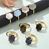 Hexagon Natural & Synthetic Gemstone Finger Rings RJEW-B113-02G-1