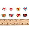 8Pcs 8 Colors Painted Glass Beads Bumpy Beads Heart LAMP-FS0001-50-5