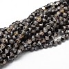 Half Plated Frosted Faceted Round Glass Bead Strands EGLA-E023-HP03-1