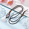 Natural Rose Quartz Macrame Pouch Pendant Nylon Cord Adjustable Necklaces NJEW-JN05345-02-1