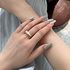 Shell Pearl Round Cuff Ring RJEW-Q814-06G-2