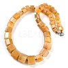 Natural Topaz Jade Hexagon Prism Graduated Beaded Necklaces for Women Men NJEW-K388-03L-1