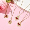 Golden Brass with Cubic Zirconia Heart Pendant Necklace NJEW-JN04592-6