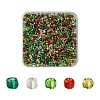 50G 5 Colors Christmas Theme Silver Lined Glass Seed Beads SEED-YW0002-62A-1