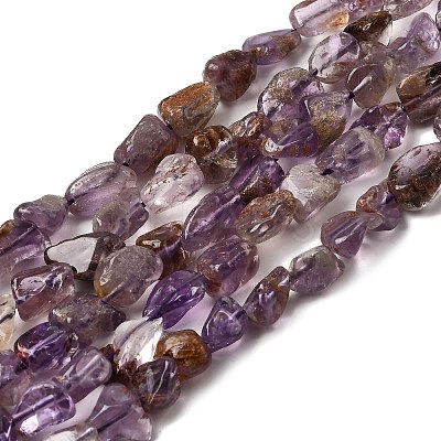 Natural Purple Phantom Quartz Purple Lodolite Quartz Beads Strands X-G-E483-69-1