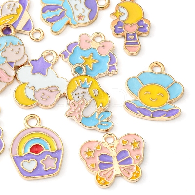 12Pcs 12 Style Alloy Enamel Pendants ENAM-YW0002-76-1