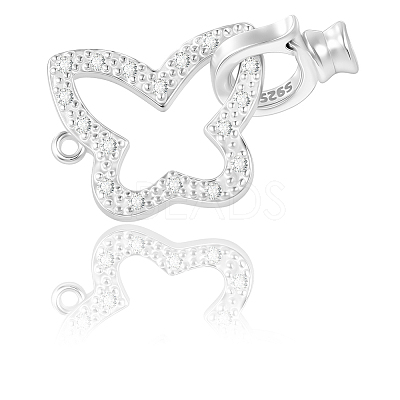 2Pcs 925 Sterling Silver Micro Pave Clear Cubic Zirconia Fold Over Clasps STER-BBC0008-47-1