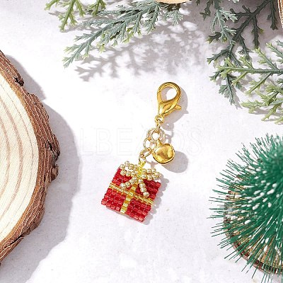 4Pcs Christmas Gift Handmade Glass Seed Beads Pendant Decoraitons HJEW-MZ00350-1