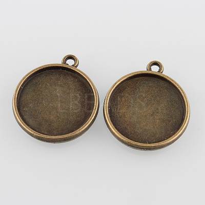Vintage Flat Round Alloy Pendant Cabochon Settings X-PALLOY-N0088-42AB-NF-1
